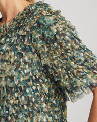 Chico's - Foiled Mesh Ruffle Crop Tee