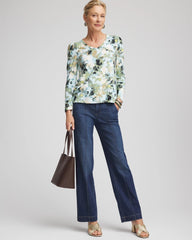 Chico's - Printed Slub Puff-Sleeve Tee
