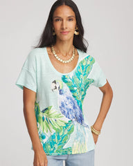 Chico's - Linen Embellished Parrot Easy Tee