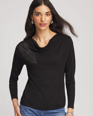 Chico's - Embellished Cowlneck Dolman Tee
