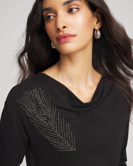 Chico's - Embellished Cowlneck Dolman Tee