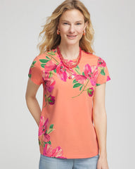 Chico's - Floral Cap-Sleeve Tee