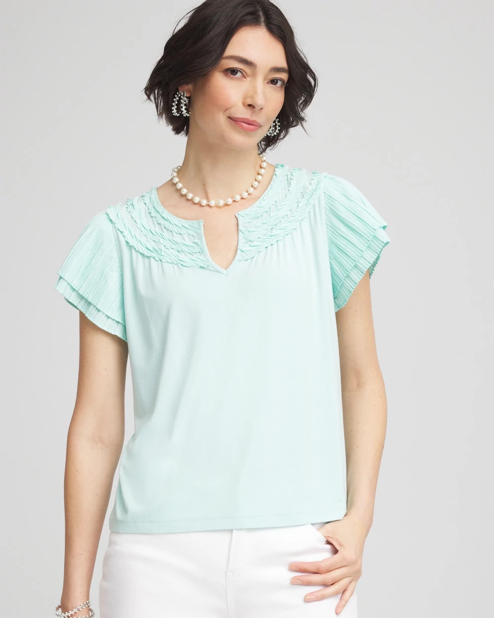 Chico's - Touch of Cool™ Layered Pleated Flutter Tee
