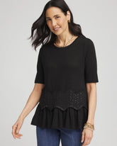 Chico's - Chevron Sequin Peplum Linen Tee