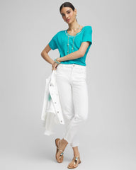 Chico's - Sweater Trim Linen Tee
