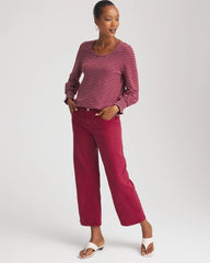 Chico's - Smocked-Sleeve Cotton-Slub Tee