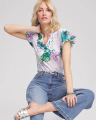 Chico's - Notch Neck Cap Sleeve Tee