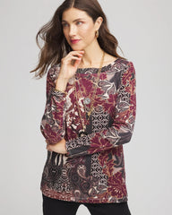 Chico's - Printed Pima Cotton Bateau-Neck Tee