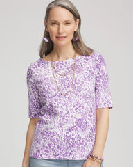 Chico's - Animal Print Bateau-Neck Pima Tee