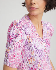 Chico's - Animal Print Slub Henley Tee