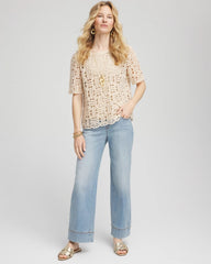 Chico's - Short-Sleeve Crochet Top