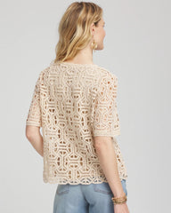 Chico's - Short-Sleeve Crochet Top