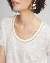 Chico's - Printed Sweater Trim Linen Tee