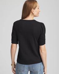 Chico's - Slub Split Neck Henley Tee