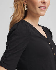 Chico's - Slub Split Neck Henley Tee