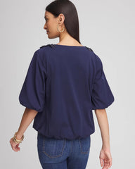 Chico's - Bubble Hem Pleated Cotton Top