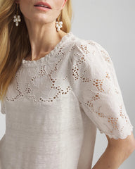 Chico's - Embroidered Lace Linen Tee