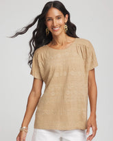 Chico's - Geo Embroidered Linen Tee
