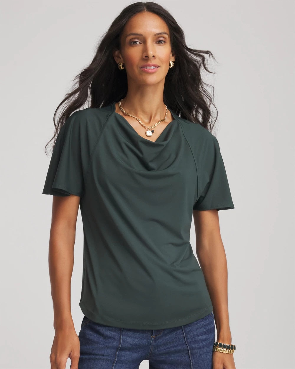Chico's - Jersey Knit Cowlneck Tee