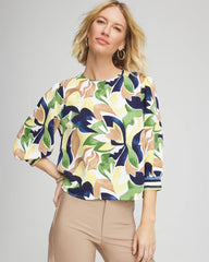Chico's - Mod Blooms Matte Satin Pullover