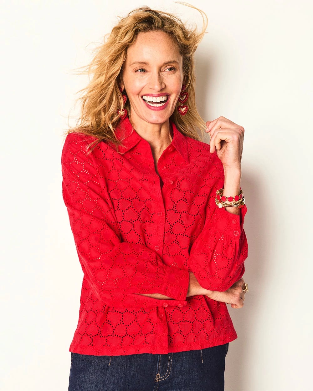 Chico's - Heart Eyelet Button Down Shirt
