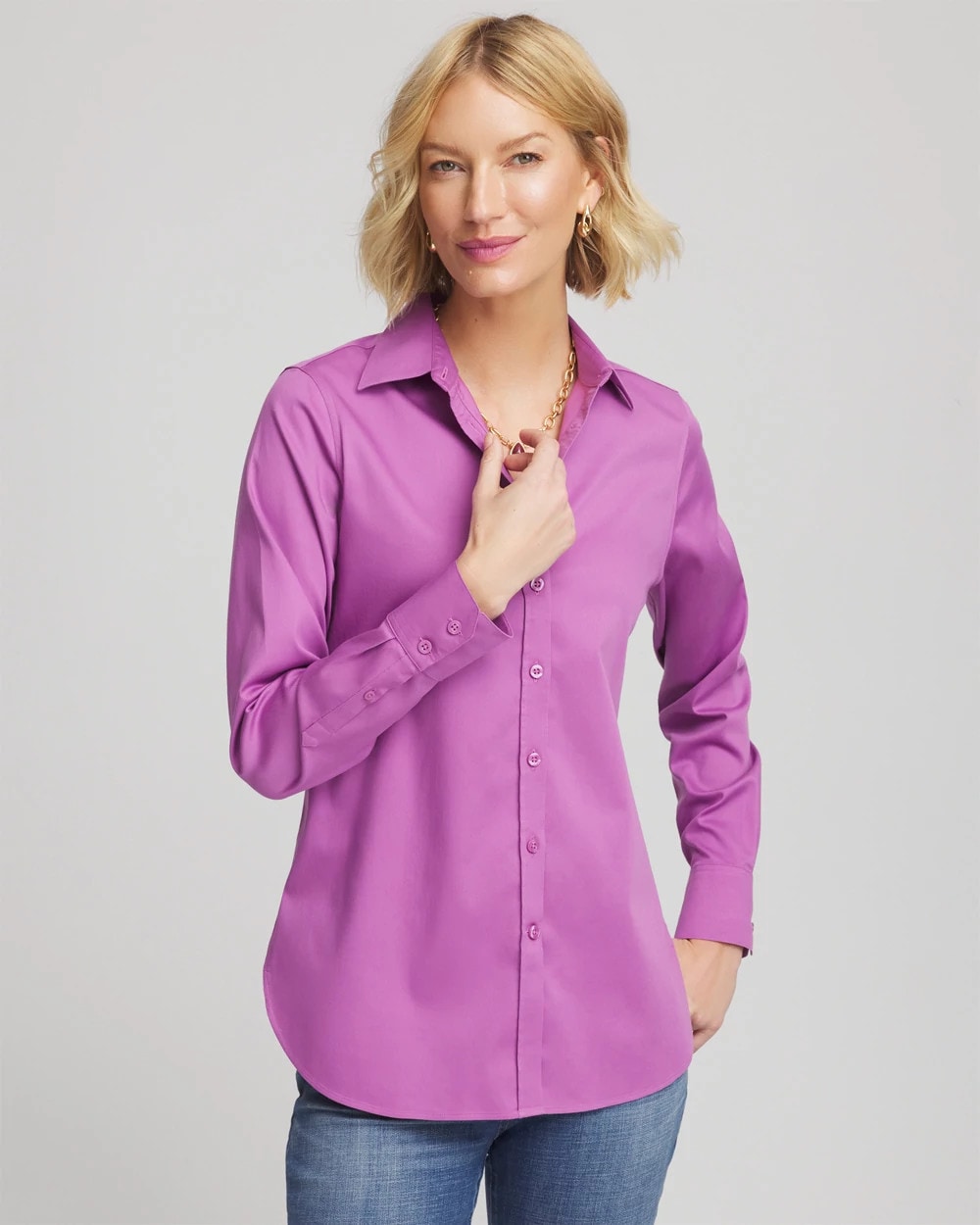 Chico's - No Iron™ Stretch-Sateen Shirt