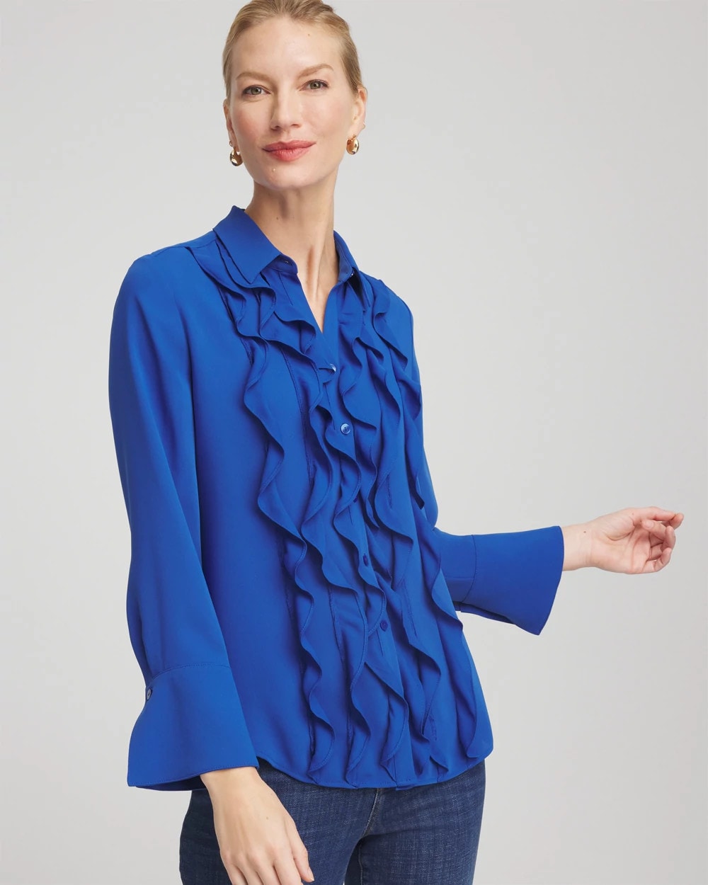 Chico's - Ruffle-Trim Chiffon Blouse