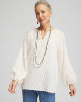 Chico's - Feathered Pullover Peasant Blouse