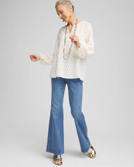 Chico's - Feathered Pullover Peasant Blouse