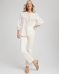Chico's - Embroidered Crinkle-Cotton Blouse