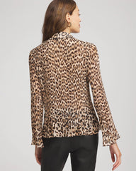 Chico's - Animal-Print Pleated Georgette Blouse