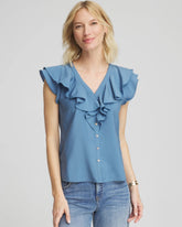 Chico's - Crepe Ruffle-Trim Blouse
