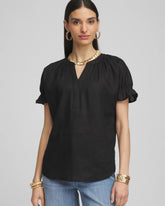 Chico's - Linen Flutter-Sleeve Popover Top