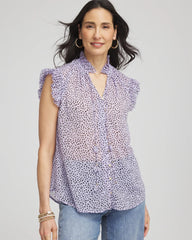 Chico's - Cheetah Print Ruffle-Collar Blouse