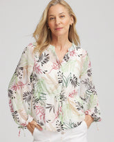 Chico's - Drawstring Crinkle Chiffon Blouse