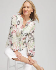 Chico's - Drawstring Crinkle Chiffon Blouse