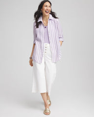 Chico's - No Iron™ Plum Striped Linen Shirt