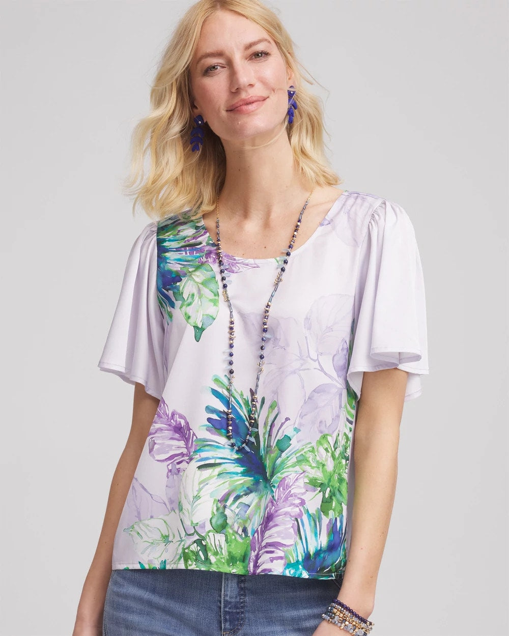 Chico's - Flutter Sleeve Satin Top