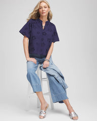 Chico's - Embroidered Star Split Neck Blouse