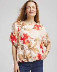 Chico's - Floral Bubble-Hem Blouse