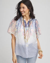 Chico's - Jacquard Flutter-Sleeve Blouse
