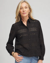 Chico's - Embroidered Eyelet Collared Shirt