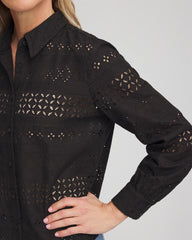 Chico's - Embroidered Eyelet Collared Shirt