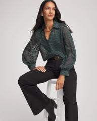 Chico's - Clip-Dot Billow-Sleeve Blouse