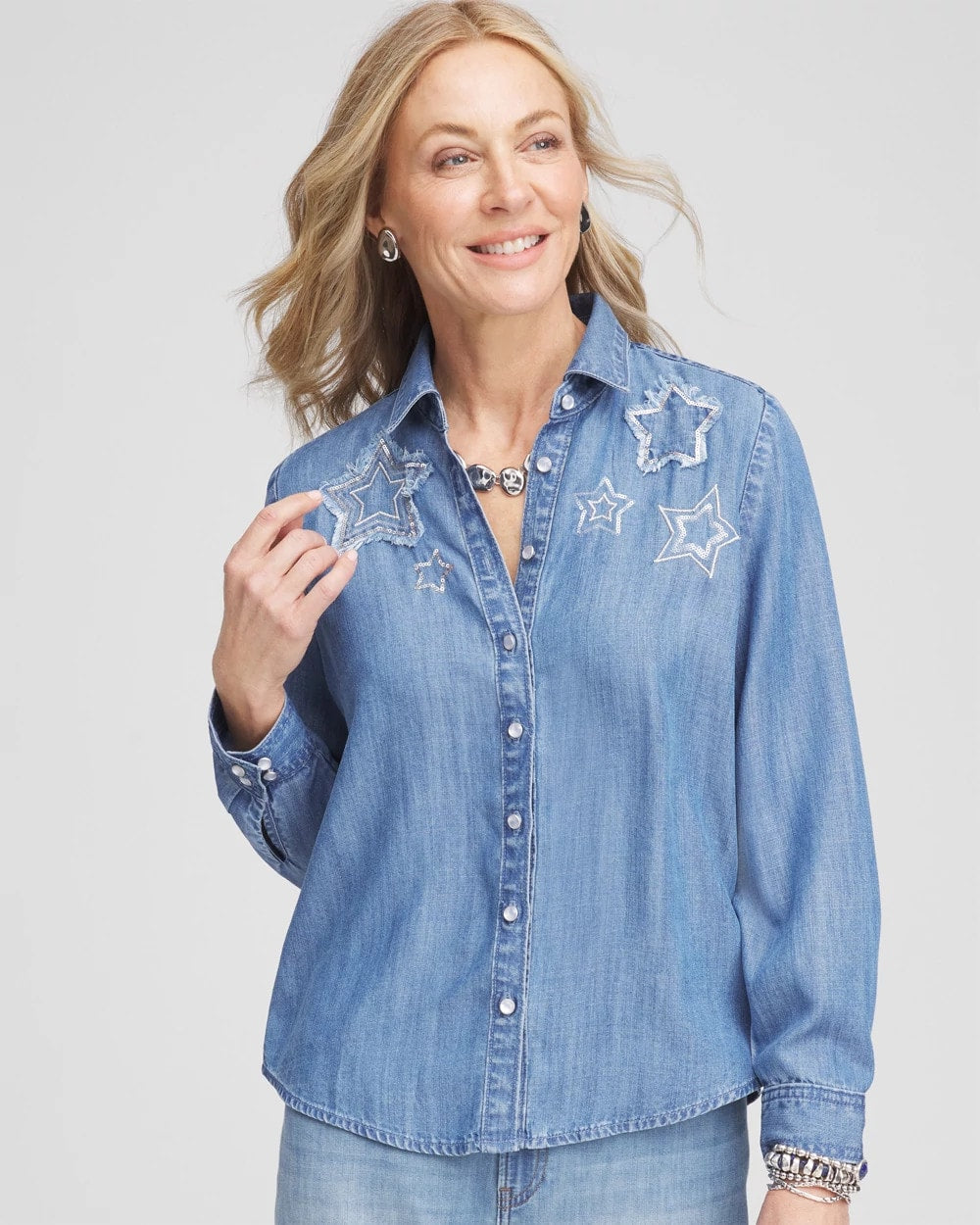 Chico's - Embroidered Tencel™ Denim Shirt