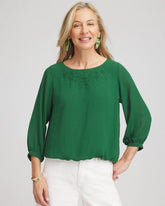 Chico's - Embroidered Crinkle Chiffon Blouse