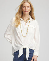 Chico's - Textured Tie-Front Pullover Top