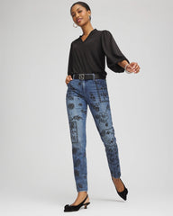 Chico's - Mixed-Media Girlfriend Slim Ankle Jeans