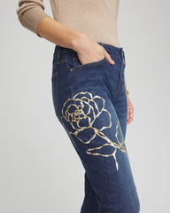 Chico's - Sequins Rose Girlfriend Slim-Leg Jeans