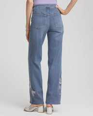 Chico's - Embroidered Pull-On Wide-Leg Jeans